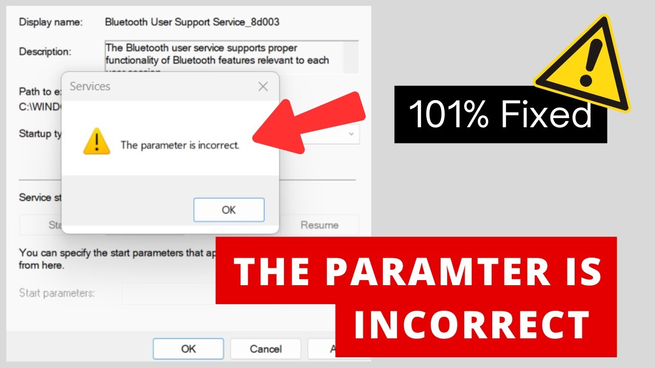 Fixing 'The Parameter is Incorrect' error when changing service startup type in Windows Services